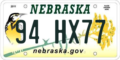 NE license plate 94HX77