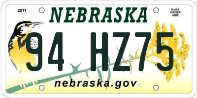 NE license plate 94HZ75