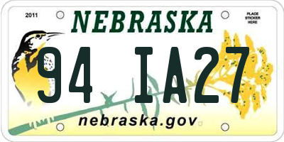 NE license plate 94IA27
