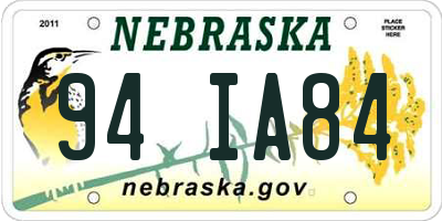 NE license plate 94IA84
