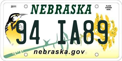 NE license plate 94IA89