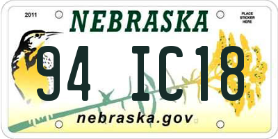 NE license plate 94IC18