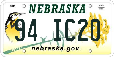 NE license plate 94IC20