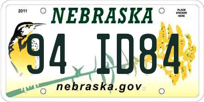 NE license plate 94ID84