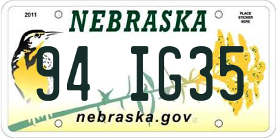 NE license plate 94IG35