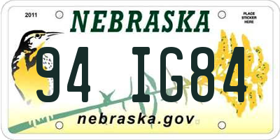 NE license plate 94IG84