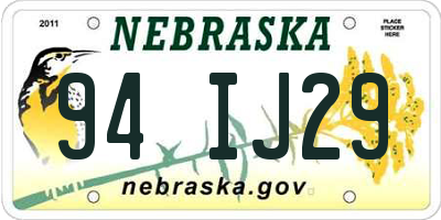 NE license plate 94IJ29