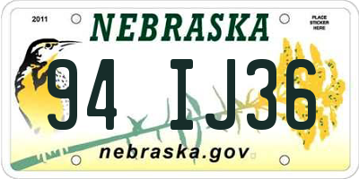 NE license plate 94IJ36