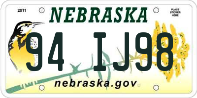 NE license plate 94IJ98
