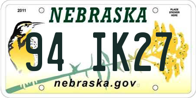 NE license plate 94IK27
