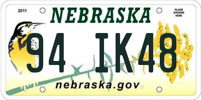 NE license plate 94IK48