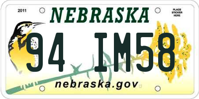 NE license plate 94IM58