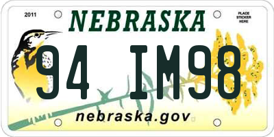 NE license plate 94IM98