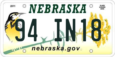 NE license plate 94IN18