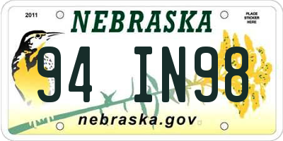 NE license plate 94IN98
