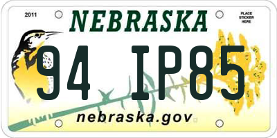 NE license plate 94IP85