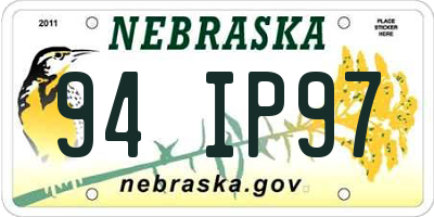 NE license plate 94IP97
