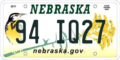 NE license plate 94IQ27