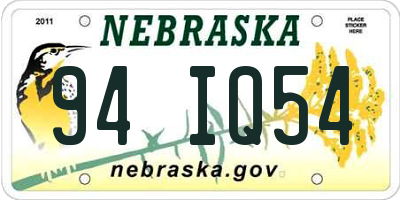 NE license plate 94IQ54