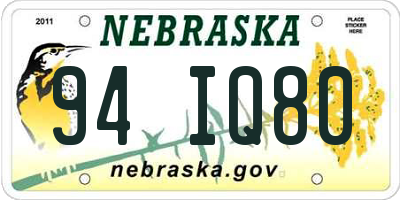 NE license plate 94IQ80