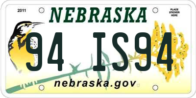 NE license plate 94IS94
