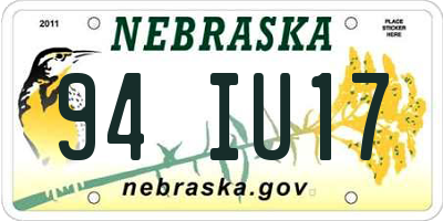 NE license plate 94IU17