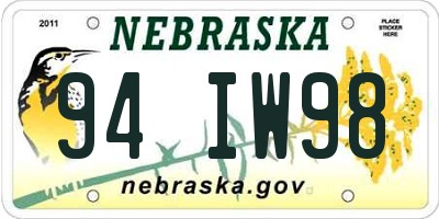 NE license plate 94IW98