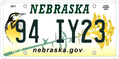 NE license plate 94IY23
