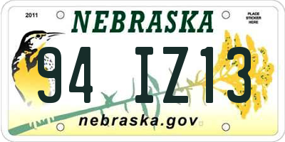 NE license plate 94IZ13