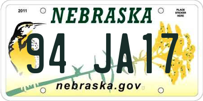 NE license plate 94JA17