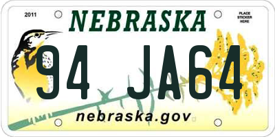 NE license plate 94JA64