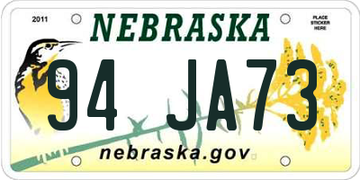 NE license plate 94JA73