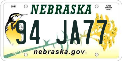 NE license plate 94JA77