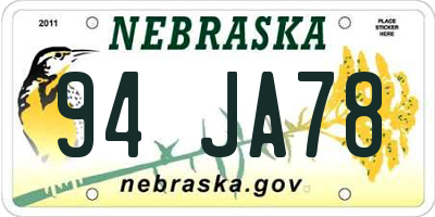 NE license plate 94JA78