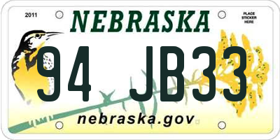 NE license plate 94JB33