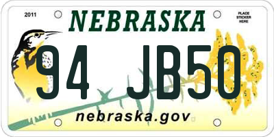 NE license plate 94JB50