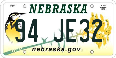 NE license plate 94JE32