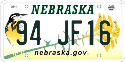 NE license plate 94JF16