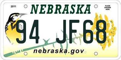 NE license plate 94JF68