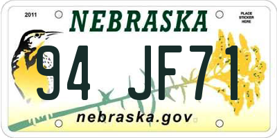 NE license plate 94JF71
