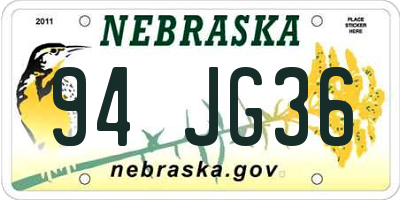 NE license plate 94JG36