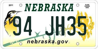 NE license plate 94JH35