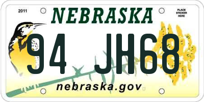 NE license plate 94JH68