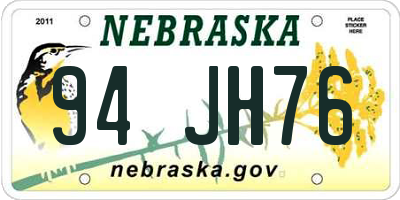 NE license plate 94JH76