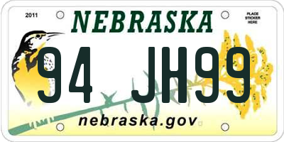 NE license plate 94JH99