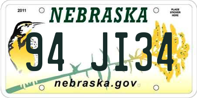 NE license plate 94JI34