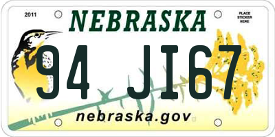NE license plate 94JI67