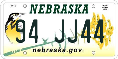 NE license plate 94JJ44