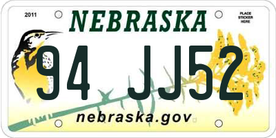 NE license plate 94JJ52
