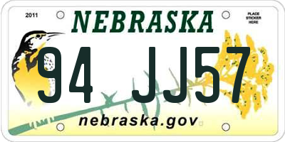NE license plate 94JJ57